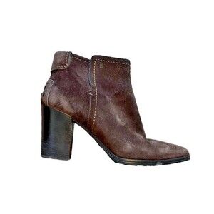 Tod's Brown Suede Solid Chunky Heel Pull-On Ankle Boots Women's Size 39 Bootie